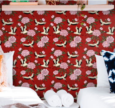 Koristeellinen kukka-aihe ornamentti tapetti - Tenstickers
