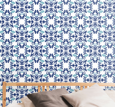 Koristeellinen sininen mosaiikki laattatapetti - Tenstickers