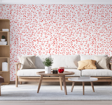 Punainen oksakuvio lehti tapetti - Tenstickers