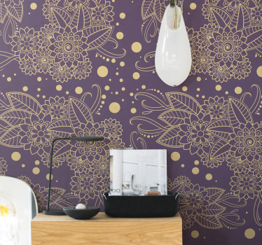 Kukka paisley lila tapetti ornamentti - Tenstickers