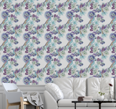 Kukkainen papukaija design papukaija tapetti - Tenstickers