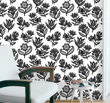 Kukkakuvioinen kuvio ornamentti tapetti - Tenstickers