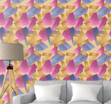 Kultainen geometrinen pyramidi kolmio tapetti - Tenstickers