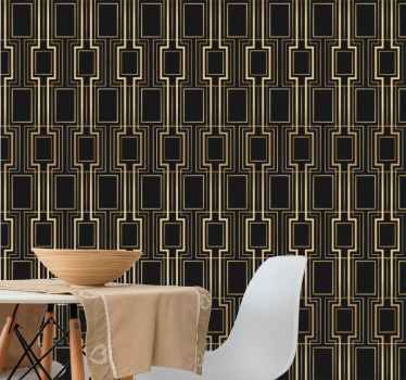 Kultainen ja musta deco-kuvio kolmio tapetti - Tenstickers