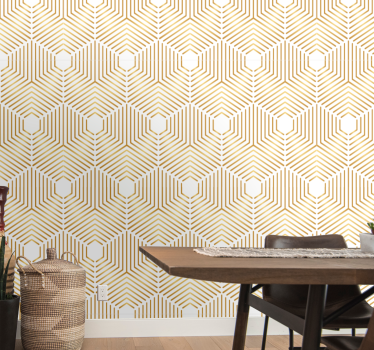 Kultainen kuusikulmio kuvio geometrinen tapetti - Tenstickers
