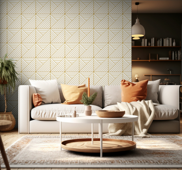 Kultaiset geometriset viivat olohuone tapetti - Tenstickers