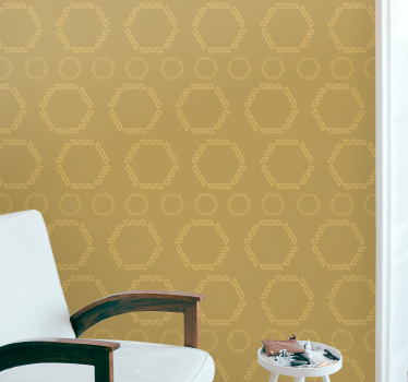 Kuusikulmainen ääriviivakuvio geometrinen tapetti - Tenstickers
