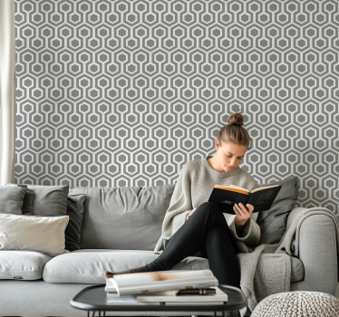 Geometrinen harmaa tapetti - Tenstickers