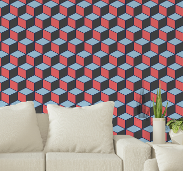 Kuutiomainen illuusio geometrinen tapetti - Tenstickers