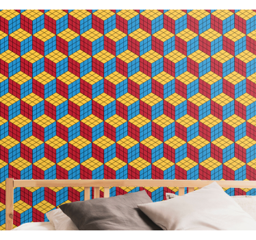 Kuutiomainen kuvio geometrinen tapetti - Tenstickers