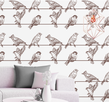 Kyydissä oleva lintukuvio lintu tapetti - Tenstickers