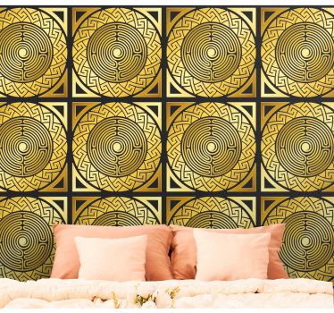 Labyrinttimainen symmetria keltainen tapetti - Tenstickers