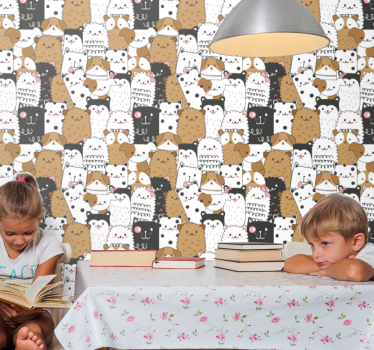 Leikkisä kissa-aihe kissat tapetti - Tenstickers