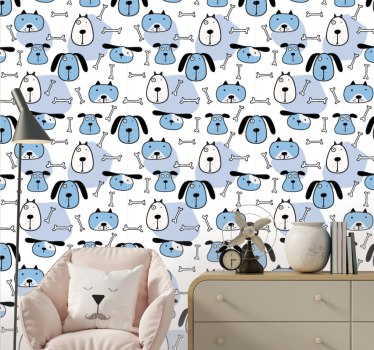 Leikkisä koirankuvio koira tapetti - Tenstickers