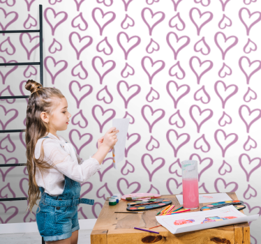 Leikkisä sydänaihe ornamentti tapetti - Tenstickers