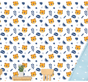Leikkisä tiikerikuvio eläimet tapetti - Tenstickers