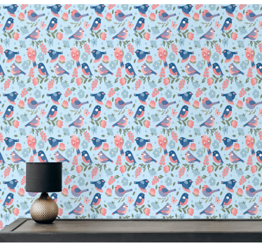 Lintujen kukkakuvio lintu tapetti - Tenstickers