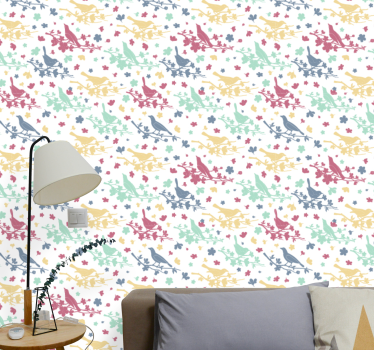 Lintukuvio motiivi lintu tapetti - Tenstickers