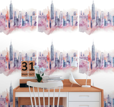 Maalaus nyc skyline tapetti new york - Tenstickers