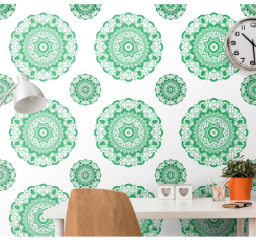 Mandala-aiheinen suunnittelu työhuoneen tapetti - Tenstickers