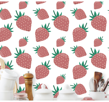 Mansikka kuvio keittiön tapetti - Tenstickers