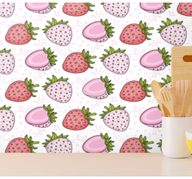 Mansikka kuvioita keittiötapetti - Tenstickers