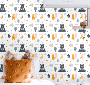 Metsän eläimiä vauvanhuoneen tapetti - Tenstickers