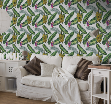 Banaaninlehdet olohuone tapetti - Tenstickers