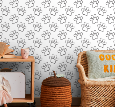 Musta kissa tassut siluetti kuvio Tapetti lastenhuoneeseen - Tenstickers