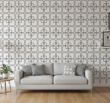 Musta neliöiden kaupunkikuvio geometrinen tapetti - Tenstickers