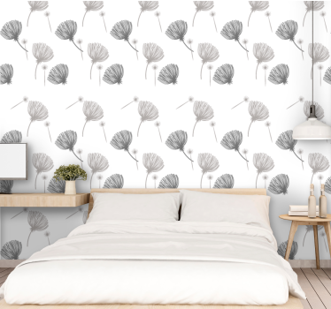 Niitty kukkia kuvio valkoinen tapetti makuuhuoneeseen - Tenstickers