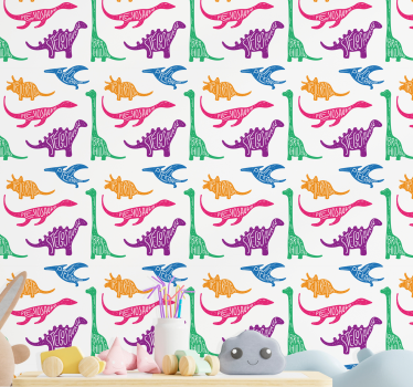 Nimettyjä dinosauruksia Tapetti lastenhuoneeseen - Tenstickers