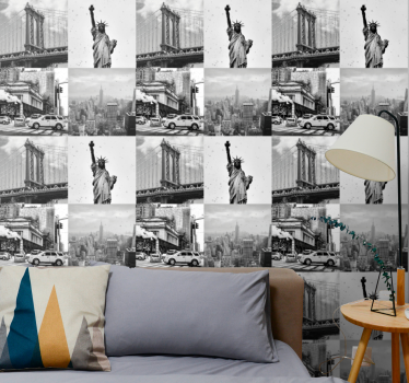 Nyc harmaa kollaasi tapetti new york - Tenstickers