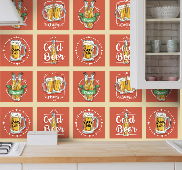 Olut-aiheinen keittiön tapetti - Tenstickers