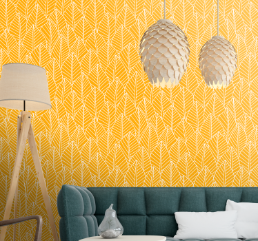 Orange brookes leaf kyinfolk kuvio tapetti olohuone - Tenstickers
