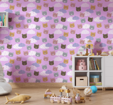 Pehmokarhukuvio vauvanhuoneen tapetti - Tenstickers