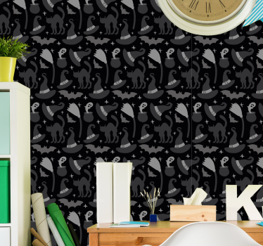 Pelottavia olentoja halloween tapetti musta - Tenstickers