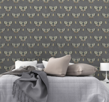 Perhosia ja betonityylinen tapetti - Tenstickers