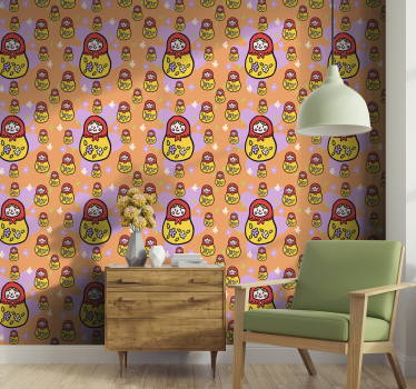 Pieni ja iso matrioskas-kuvio kaupunkitapetti - Tenstickers