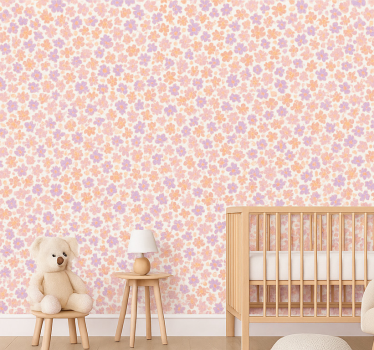 Pieniä pastellivärisiä kukkia lastenhuoneen tapetti - Tenstickers