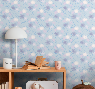 Pilkullinen kukkakuvio ympyrät tapetti - Tenstickers