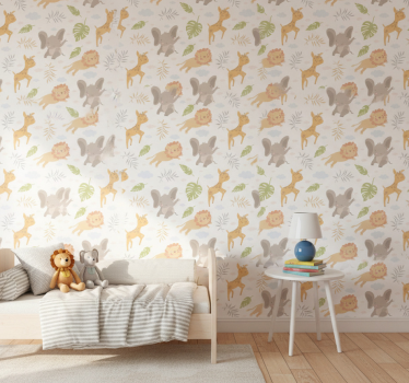 Pohjoismainen minimalistinen safari lastenhuoneen tapetti - Tenstickers