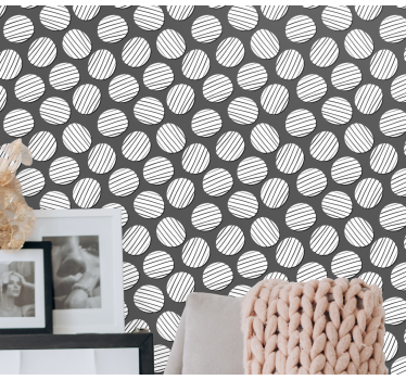 Pyöreä mustavalkoinen 3D tapetti - Tenstickers
