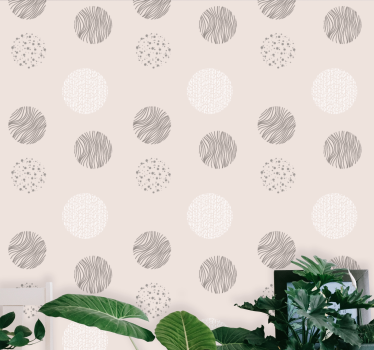 Pyöreä kuviomotiivi geometrinen tapetti - Tenstickers