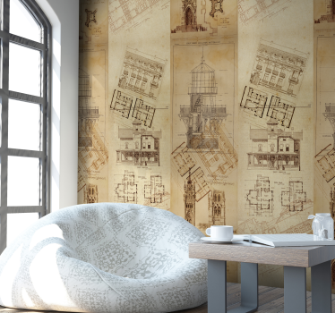 Rakennus vintage tapetti - Tenstickers