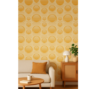 Retro oranssit auringot geometrinen tapetti - Tenstickers