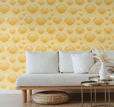 Retro aurinko piirtää tapetti geometrinen - Tenstickers