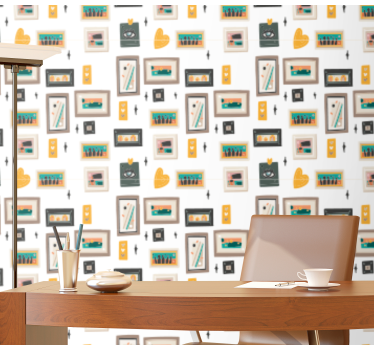 Retro-toimistomotiivit teollinen tapetti - Tenstickers