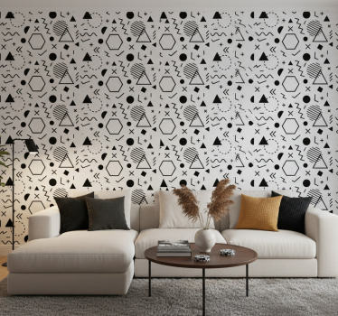 Rohkeat abstraktit muodot ornamentti tapetti - Tenstickers