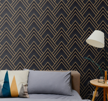 Siksak kultainen kuvio geometrinen tapetti - Tenstickers